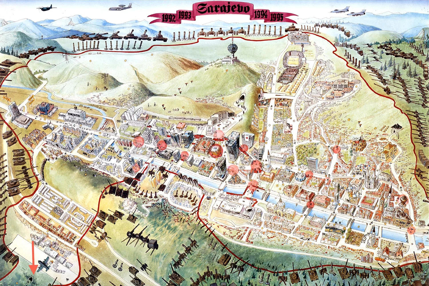 Ilustracija opsade Sarajeva - U noći sa 4. na 5. april 1992. godine počela opsada Sarajeva